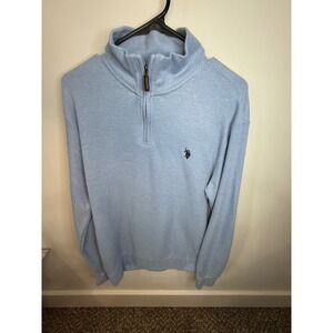 U.S. Polo Assn. Mens Light Blue Quarter Zip Pullover Sweater MD